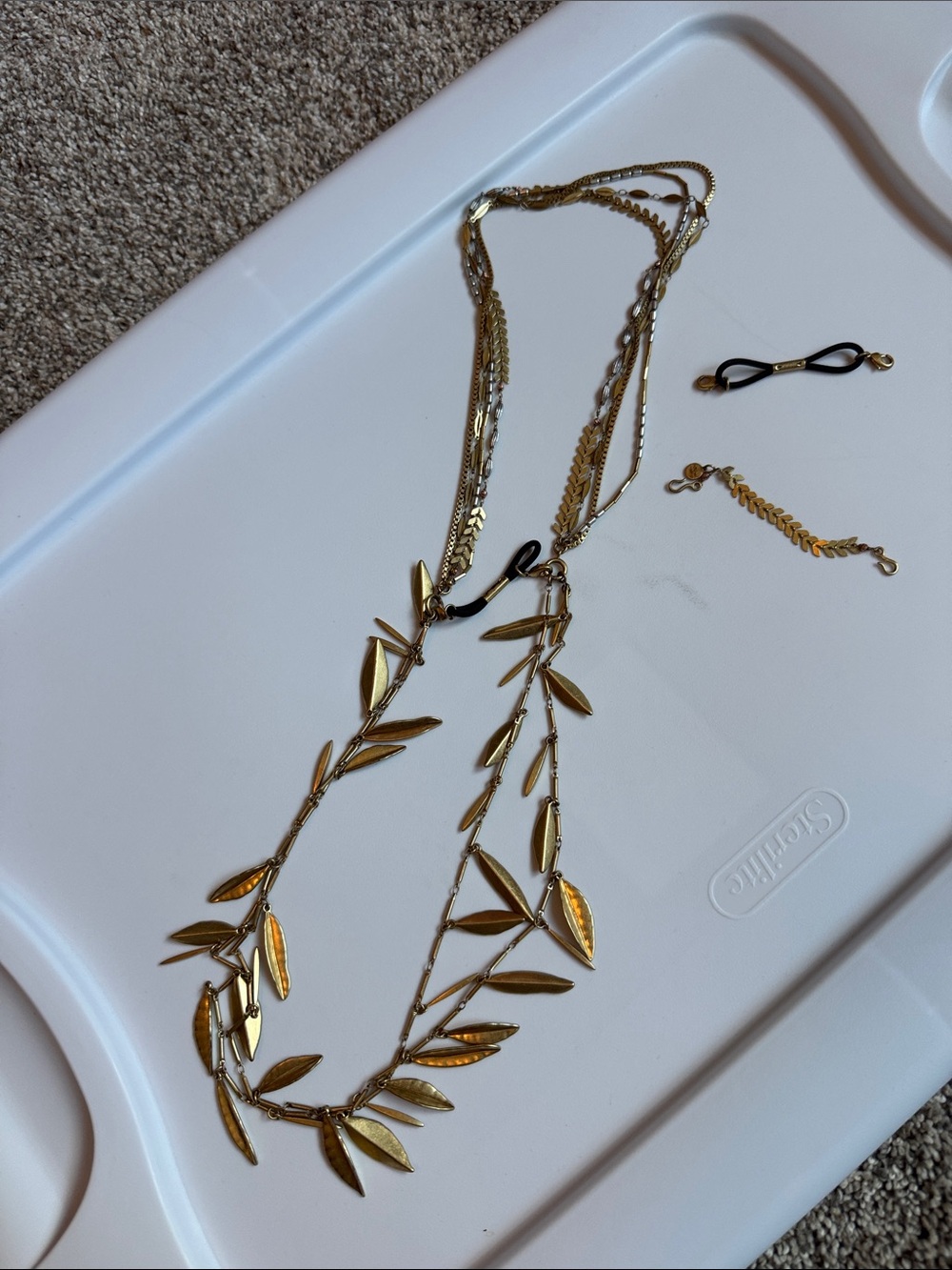Stella & Dot Gold Layered Leaf Charm Necklace - Picture 4 of 6